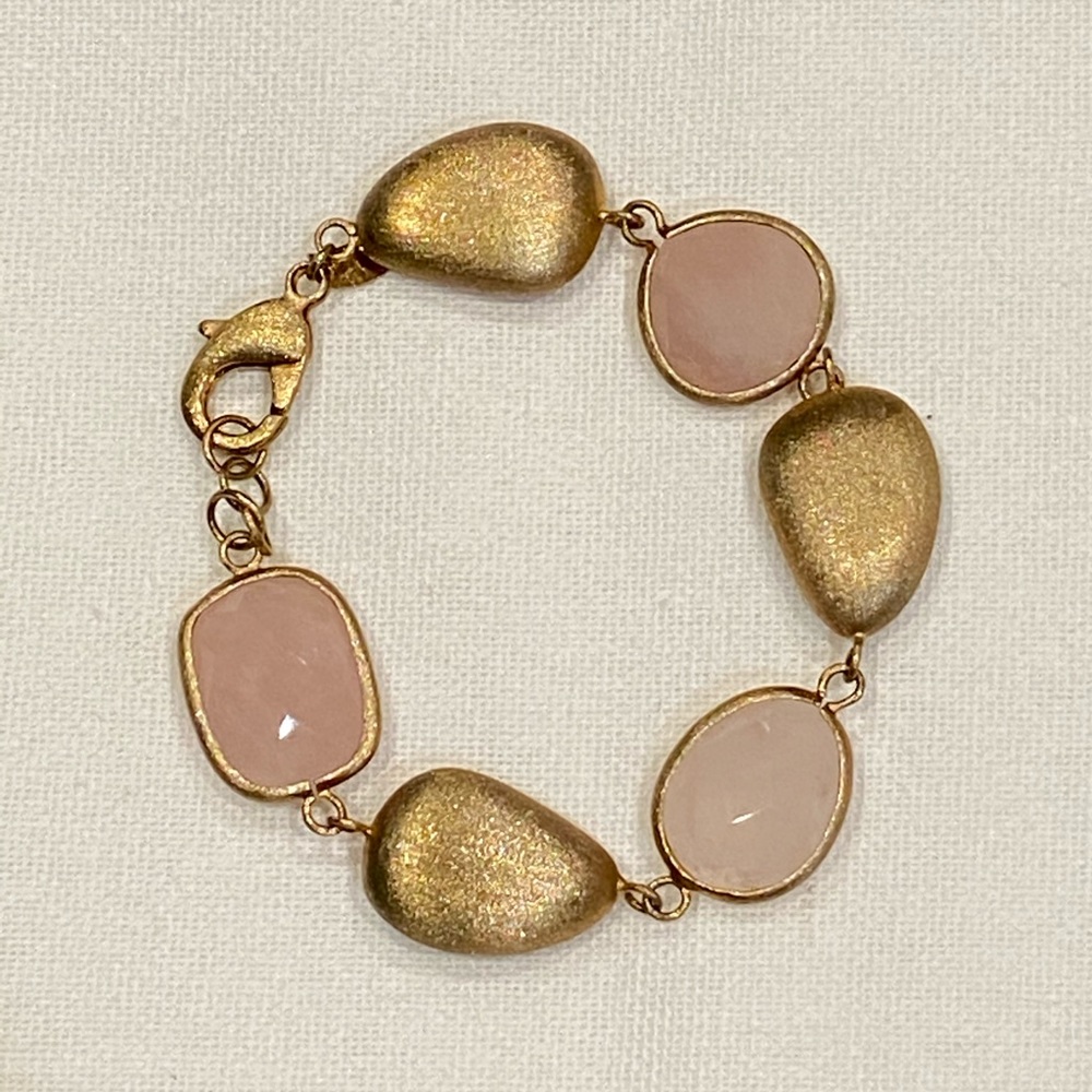 Rose Quartz Gold Tone Bracelet - Picture 1 of 4